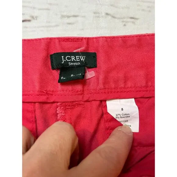 J Crew Pink Cropped Chino Pants Size 8 Perfect Fit Pink Bold Spring - Picture 2 of 7